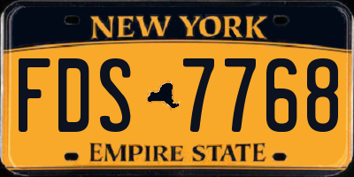 NY license plate FDS7768