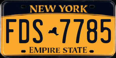 NY license plate FDS7785