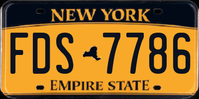 NY license plate FDS7786
