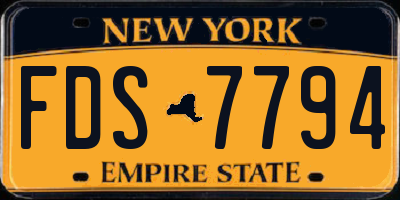 NY license plate FDS7794
