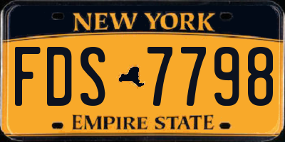 NY license plate FDS7798