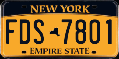 NY license plate FDS7801