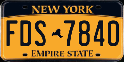 NY license plate FDS7840