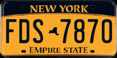 NY license plate FDS7870