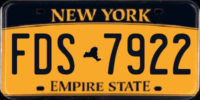 NY license plate FDS7922