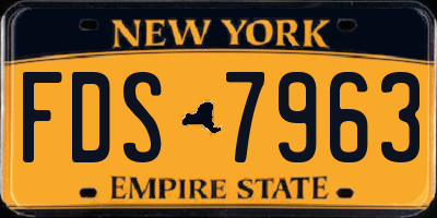 NY license plate FDS7963
