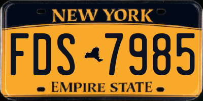 NY license plate FDS7985