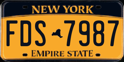 NY license plate FDS7987