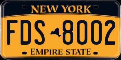 NY license plate FDS8002