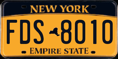 NY license plate FDS8010