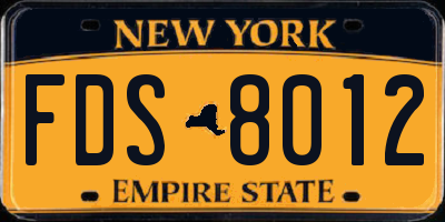 NY license plate FDS8012
