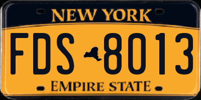 NY license plate FDS8013