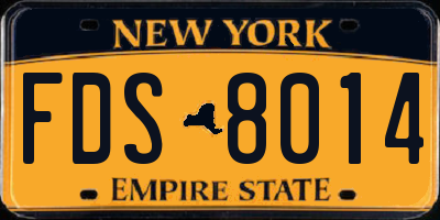 NY license plate FDS8014