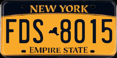 NY license plate FDS8015