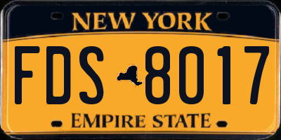 NY license plate FDS8017
