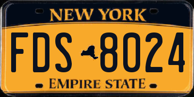 NY license plate FDS8024
