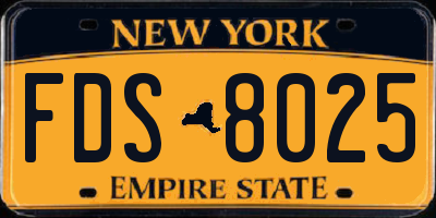 NY license plate FDS8025