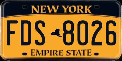 NY license plate FDS8026