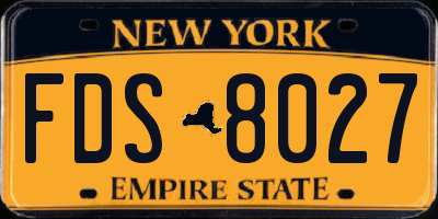 NY license plate FDS8027