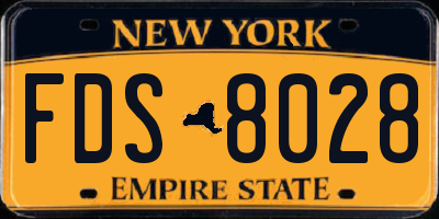 NY license plate FDS8028