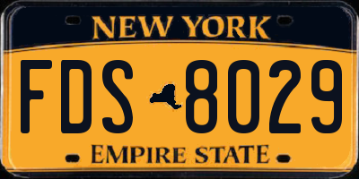 NY license plate FDS8029