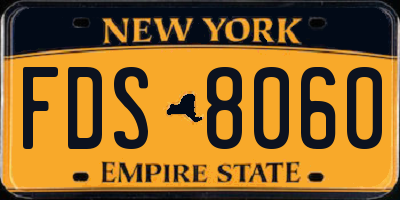 NY license plate FDS8060