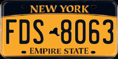 NY license plate FDS8063
