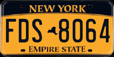 NY license plate FDS8064