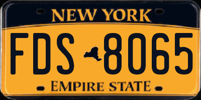NY license plate FDS8065