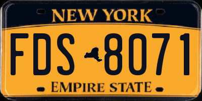 NY license plate FDS8071