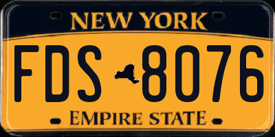 NY license plate FDS8076