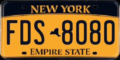 NY license plate FDS8080