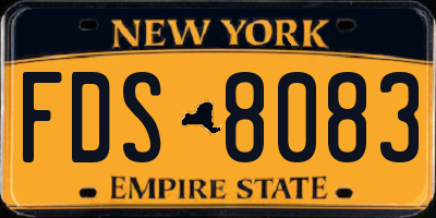 NY license plate FDS8083