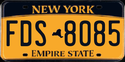 NY license plate FDS8085