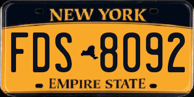 NY license plate FDS8092