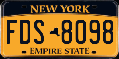 NY license plate FDS8098