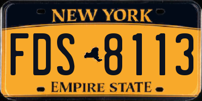 NY license plate FDS8113