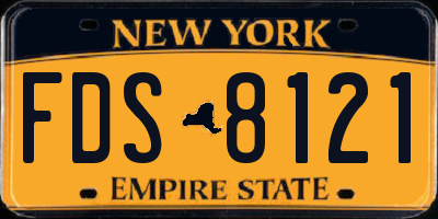 NY license plate FDS8121