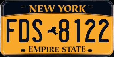 NY license plate FDS8122