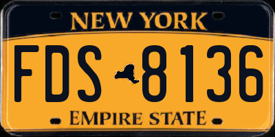 NY license plate FDS8136