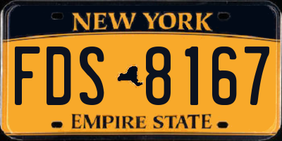 NY license plate FDS8167