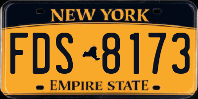 NY license plate FDS8173