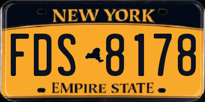 NY license plate FDS8178