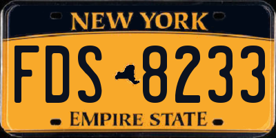 NY license plate FDS8233