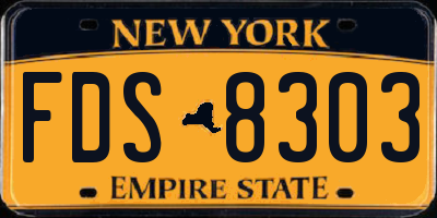 NY license plate FDS8303