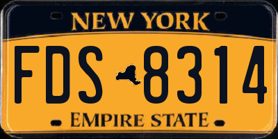 NY license plate FDS8314