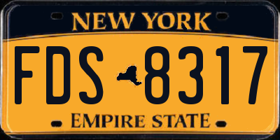 NY license plate FDS8317