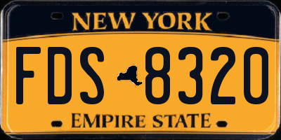NY license plate FDS8320