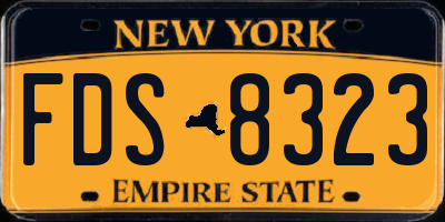 NY license plate FDS8323
