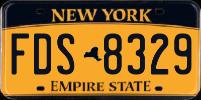NY license plate FDS8329